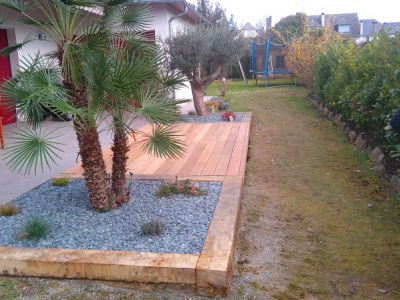 Réalisation d’une terrasse bois avec palmiers - Oloron Sainte Marie (64)